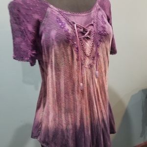 Purple lavender boho free size top shirt blouse